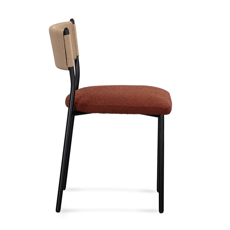 Pemberly Row Maroon Performance Boucle Dining Chair - Set of 2