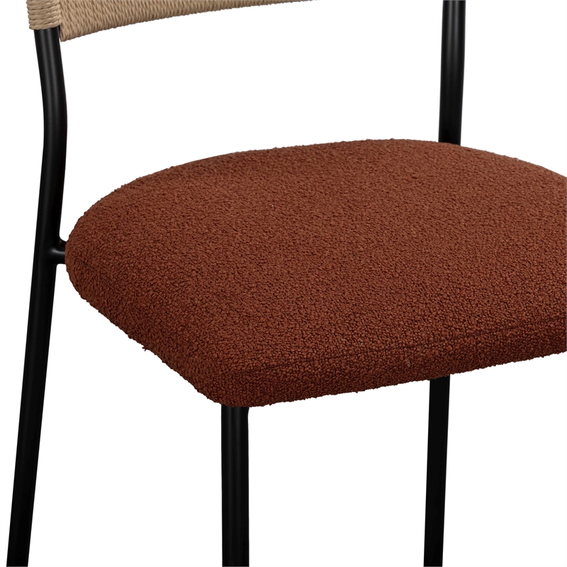 Pemberly Row Maroon Performance Boucle Dining Chair - Set of 2
