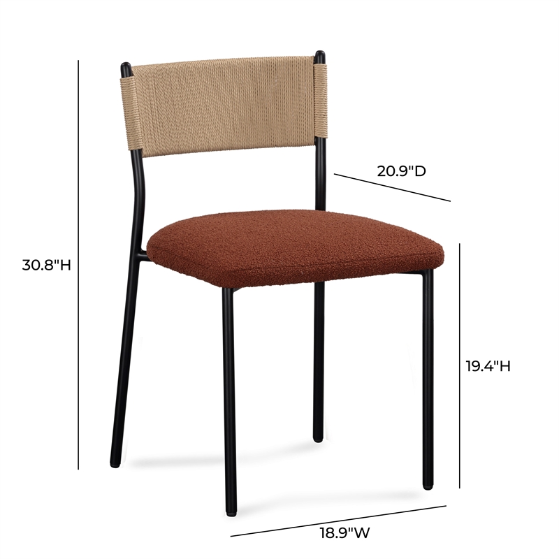 Pemberly Row Maroon Performance Boucle Dining Chair - Set of 2