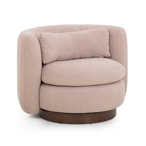 Pemberly Row Contemporary Blush Pink Chenille Swivel Accent Chair