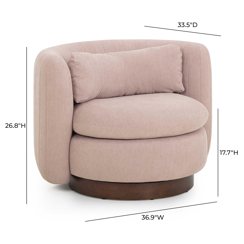 Pemberly Row Contemporary Blush Pink Chenille Swivel Accent Chair
