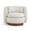 Pemberly Row Contemporary Cream Vegan Mohair Swivel Accent Chair