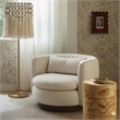 Pemberly Row Contemporary Cream Vegan Mohair Swivel Accent Chair