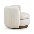 Pemberly Row Contemporary Cream Vegan Mohair Swivel Accent Chair