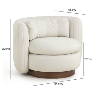 Pemberly Row Contemporary Cream Vegan Mohair Swivel Accent Chair