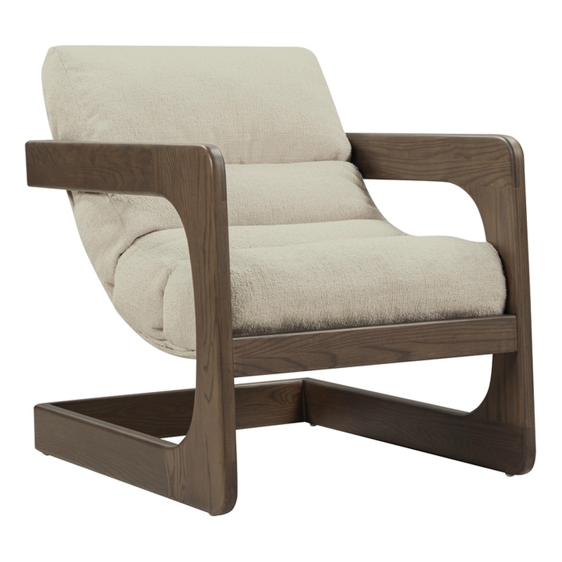 Pemberly Row Contemporary Accent Cream Textured Weave Accent Chair