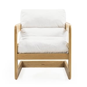 Pemberly Row Contemporary Cream Upcycled Fabric Accent Chair