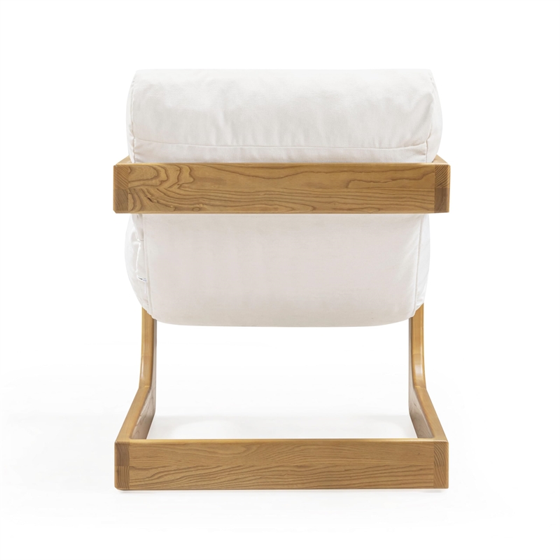 Pemberly Row Contemporary Cream Upcycled Fabric Accent Chair