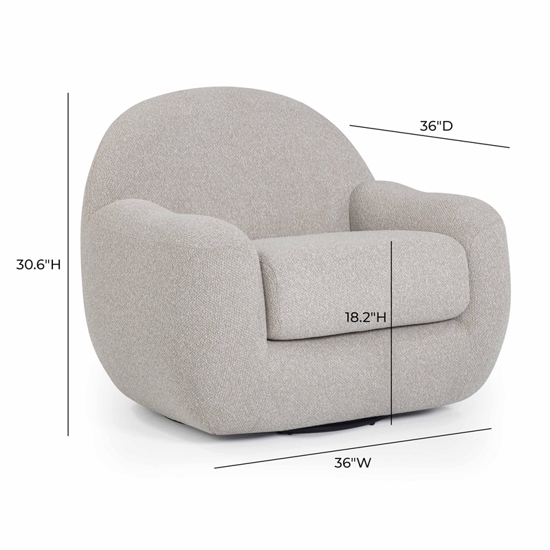 Pemberly Row Contemporary Warm Gray Boucle Upholstered Swivel Chair