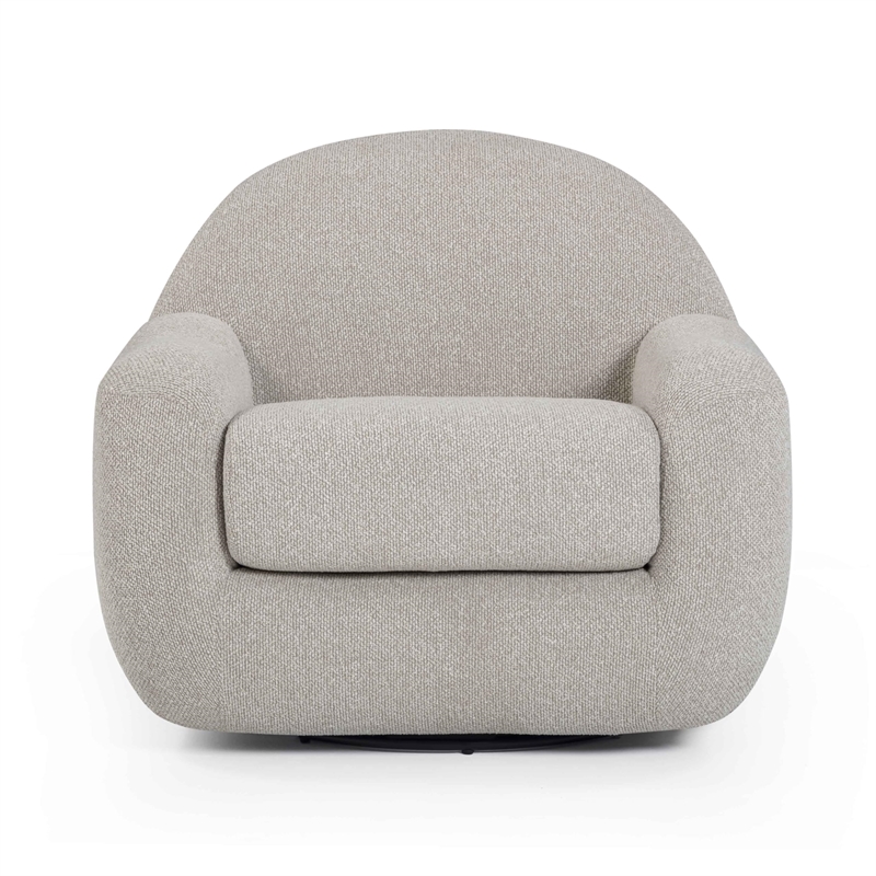 Pemberly Row Contemporary Warm Gray Boucle Upholstered Swivel Chair