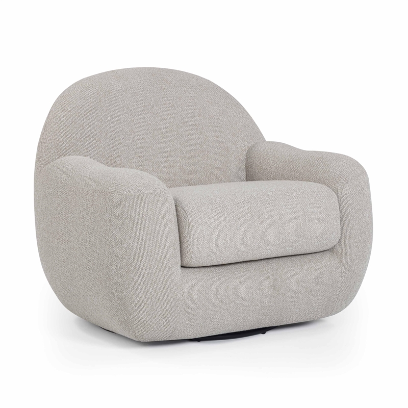 Pemberly Row Contemporary Warm Gray Boucle Upholstered Swivel Chair