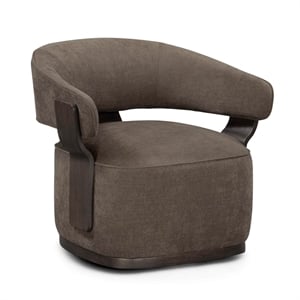 Pemberly Row Contemporary Linen Chenille Swivel Accent Chair in Mink