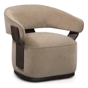 Pemberly Row Contemporary Linen Chenille Swivel Accent Chair in Stone