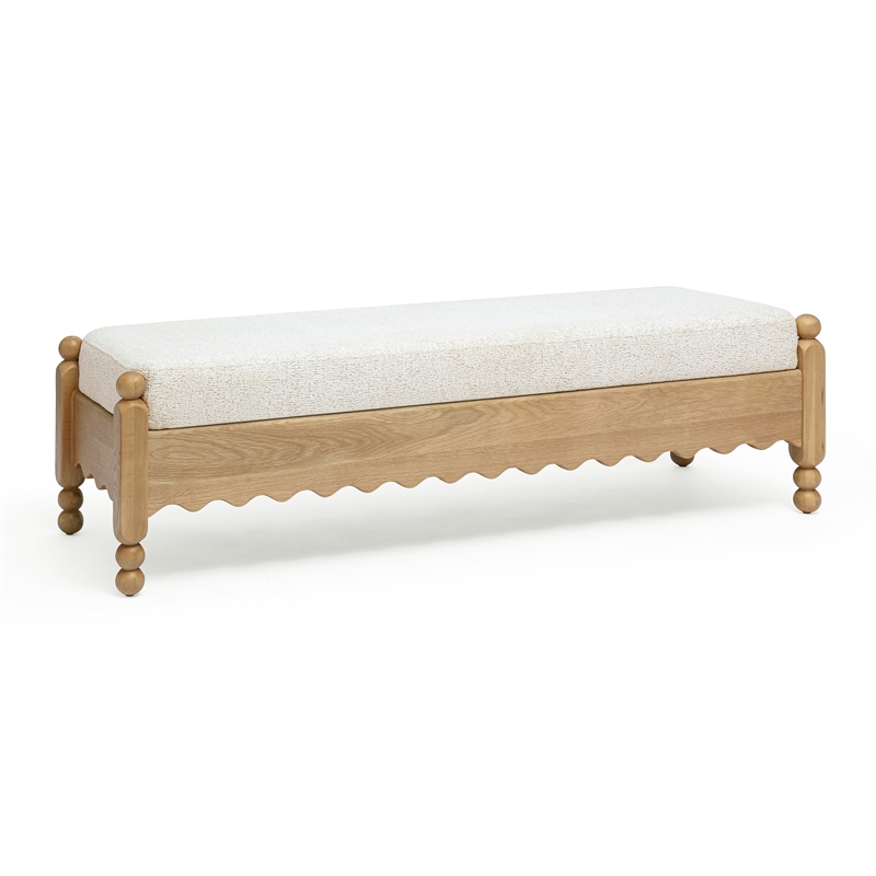 Pemberly Row Contemporary Cream Performance Basketweave Bench