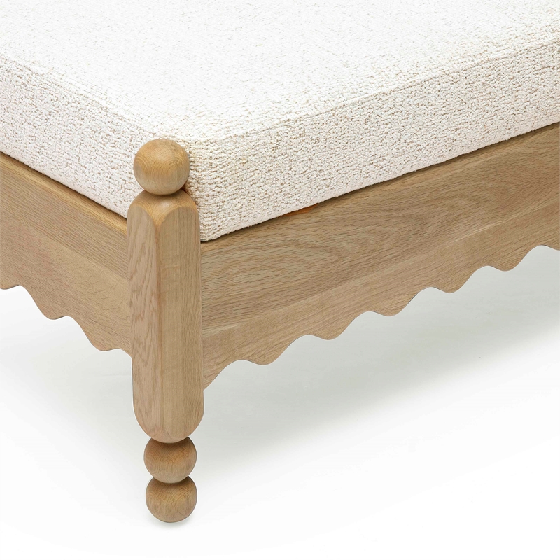 Pemberly Row Contemporary Cream Performance Basketweave Bench