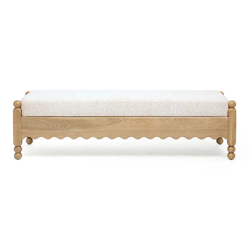 Pemberly Row Contemporary Cream Performance Basketweave Bench