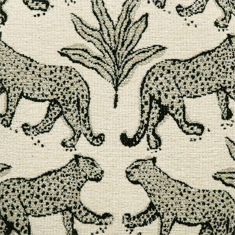 Pemberly Row Contemporary Accent Cream Leopard Jacquard Bench