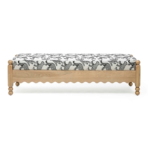Pemberly Row Contemporary Accent Cream Leopard Jacquard Bench