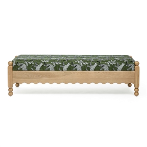 Pemberly Row Contemporary Olive Green Leopard Jacquard Bench