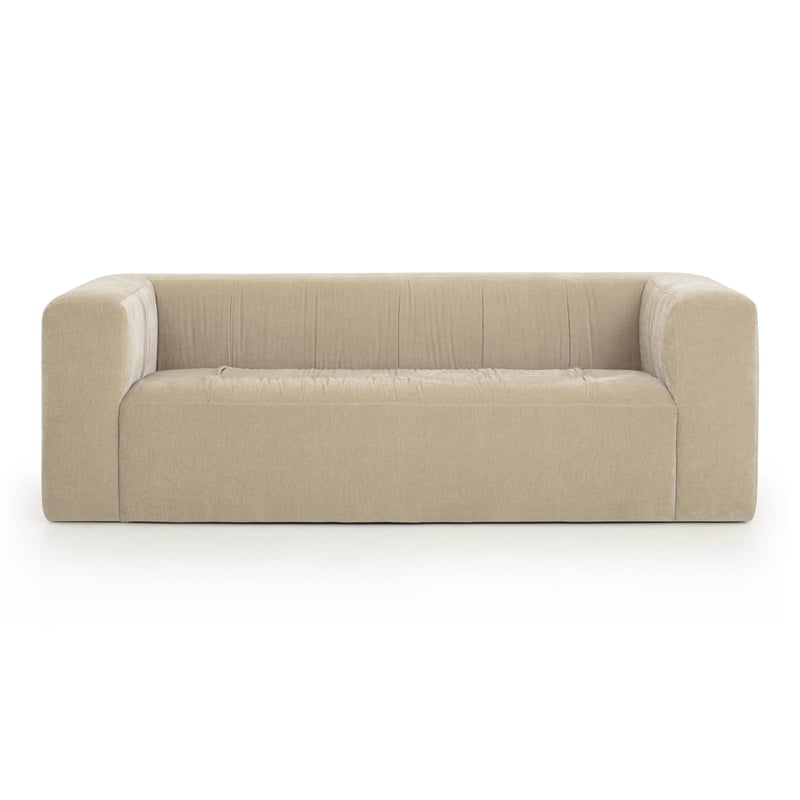 Pemberly Row Contemporary Taupe Upcycled Chenille Upholstered Sofa