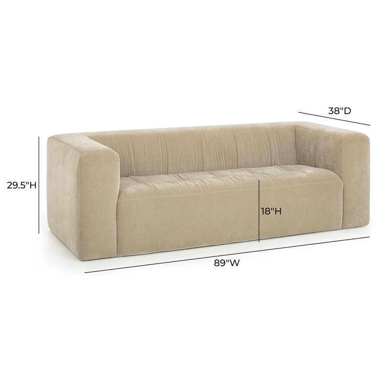 Pemberly Row Contemporary Taupe Upcycled Chenille Upholstered Sofa
