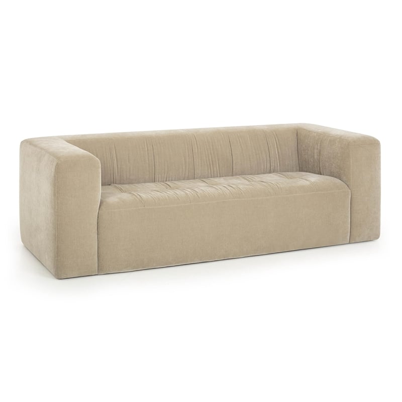 Pemberly Row Contemporary Taupe Upcycled Chenille Upholstered Sofa