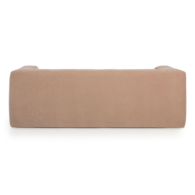 Pemberly Row Contemporary Accent Peach Upcycled Chenille Sofa