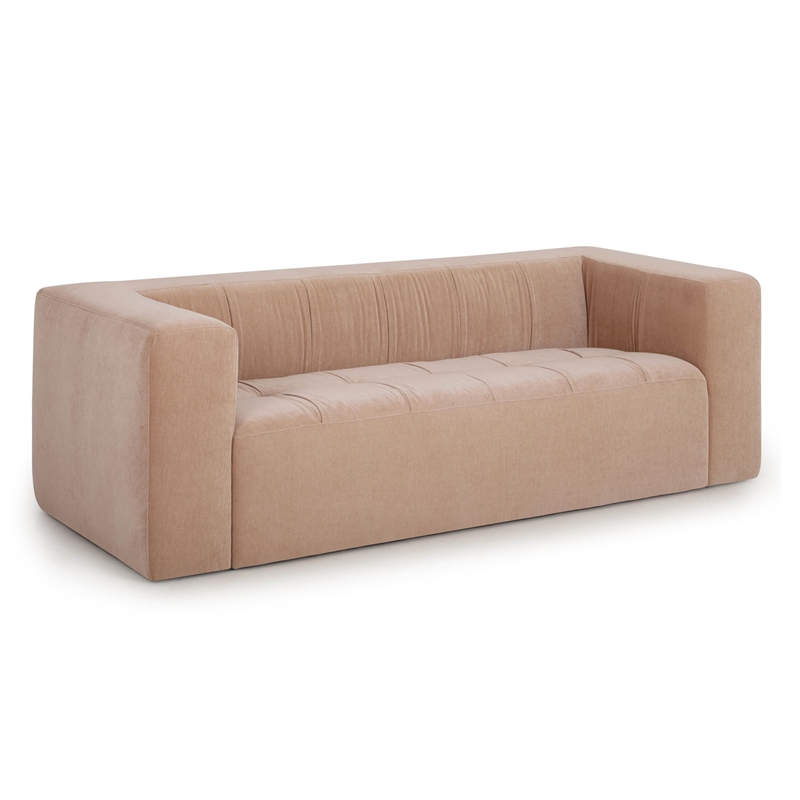 Pemberly Row Contemporary Accent Peach Upcycled Chenille Sofa