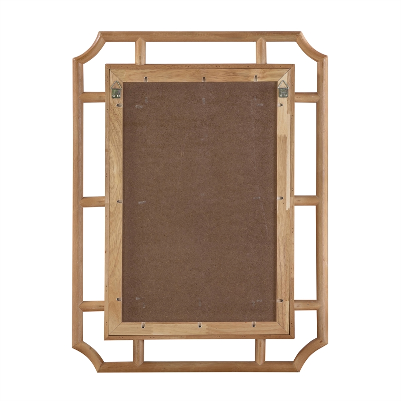 Pemberly Row Contemporary Accent Natural Finish Rattan Wall Mirror