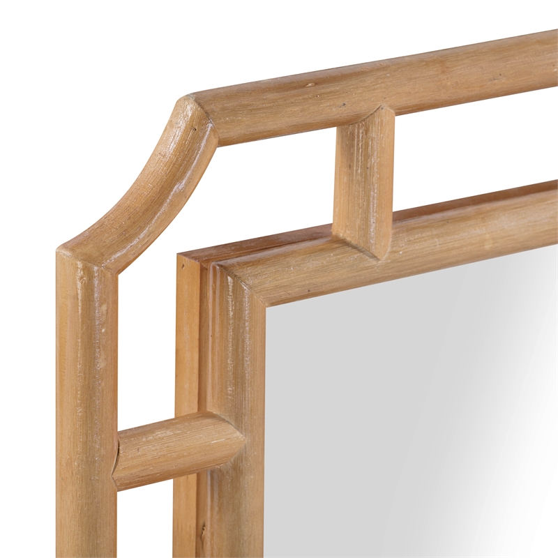 Pemberly Row Contemporary Accent Natural Finish Rattan Wall Mirror