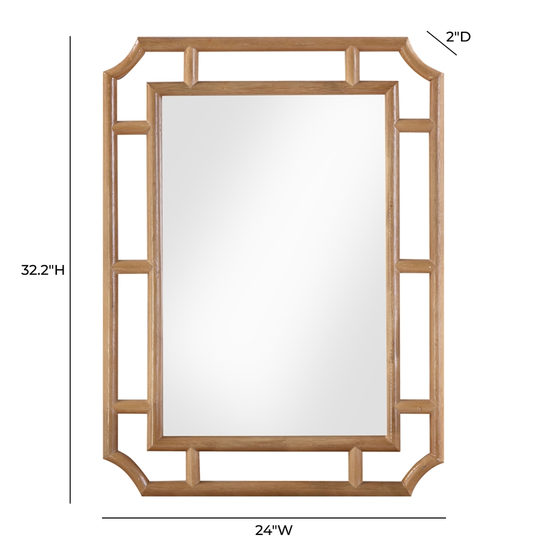 Pemberly Row Contemporary Accent Natural Finish Rattan Wall Mirror