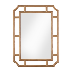 Pemberly Row Contemporary Accent Natural Finish Rattan Wall Mirror