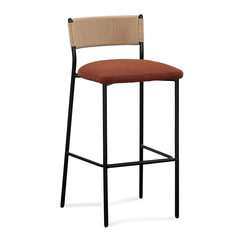 Pemberly Row Contemporary Maroon Performance Boucle Barstool