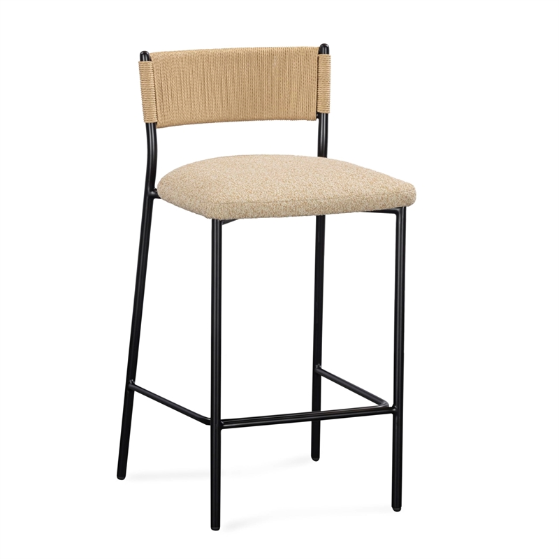 Pemberly Row Contemporary Tan Performance Speckled Boucle Barstool