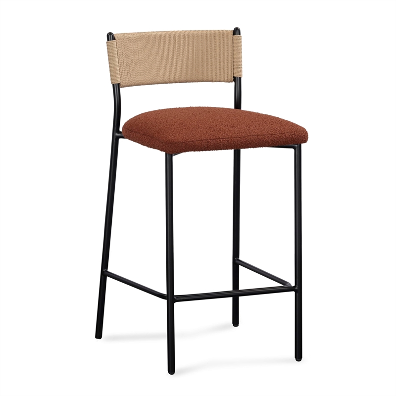 Pemberly Row Contemporary Maroon Performance Boucle Counter Stool