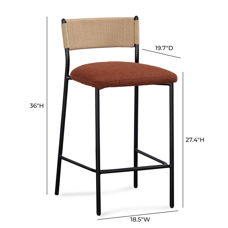 Pemberly Row Contemporary Maroon Performance Boucle Counter Stool