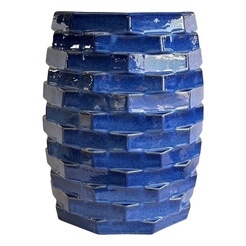 Pemberly Row Contemporary Accent Handmade Ceramic Table in Blue