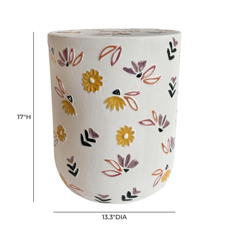 Pemberly Row Contemporary Accent Ceramic Hand-Painted Floral Table