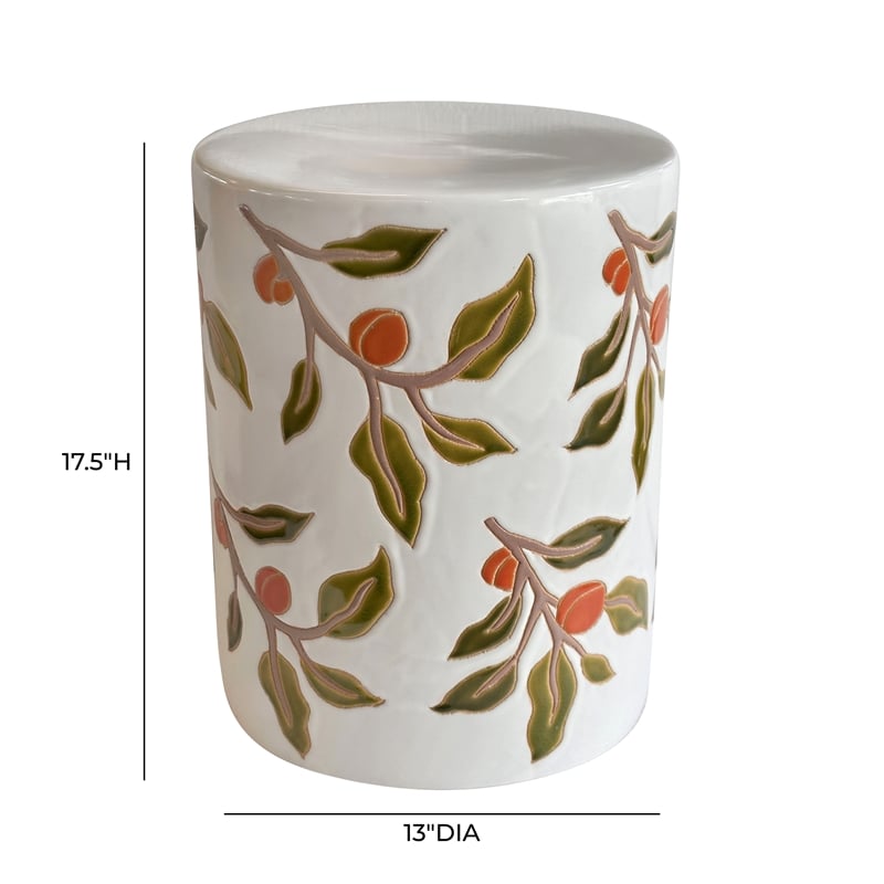 Pemberly Row Contemporary Accent Ceramic Table in Orange Citrus