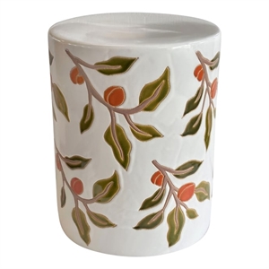 Pemberly Row Contemporary Accent Ceramic Table in Orange Citrus