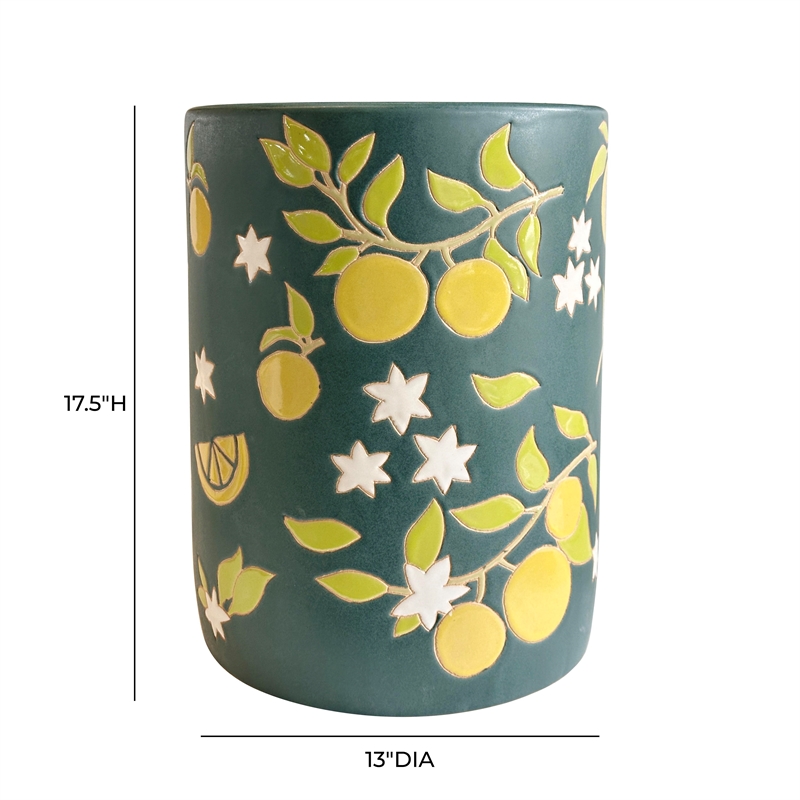 Pemberly Row Contemporary Accent Ceramic Table in Lemon Citrus