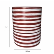 Pemberly Row Contemporary Accent Ceramic Table in Red Stripes