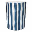 Pemberly Row Contemporary Accent Ceramic Table in Blue Stripes