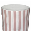 Pemberly Row Contemporary Accent Ceramic Table in Pink Stripes