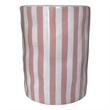 Pemberly Row Contemporary Accent Ceramic Table in Pink Stripes
