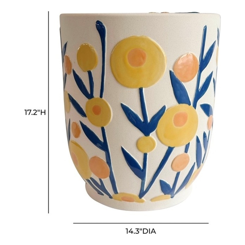 Pemberly Row Contemporary Accent Ceramic Summer Garden Table