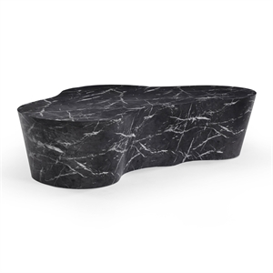 Pemberly Row Slab Black Marble Concrete Indoor / Outdoor Coffee Table