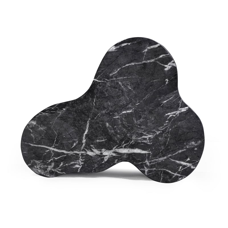 Pemberly Row Slab Black Marble Concrete Indoor / Outdoor Side Table