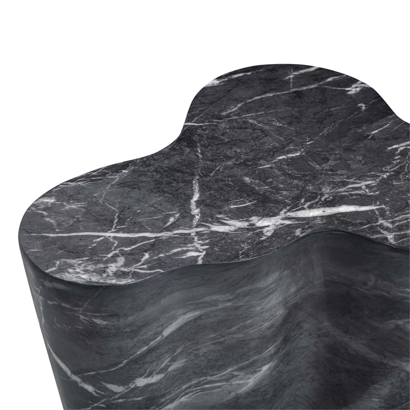 Pemberly Row Slab Black Marble Concrete Indoor / Outdoor Side Table