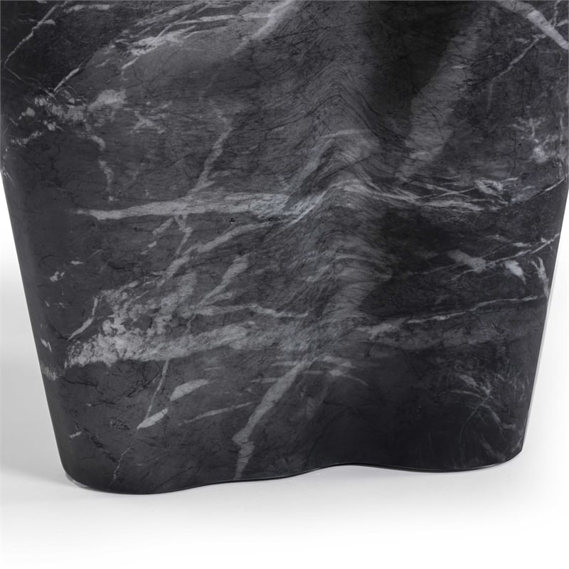 Pemberly Row Slab Black Marble Concrete Indoor / Outdoor Side Table
